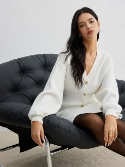 Discount Elegant Button Slit Cinched Cardigan Cardigans|Sweaters & Cardigans