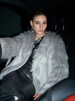 Online Elegant Faux Fur Coat Outerwear|Coats