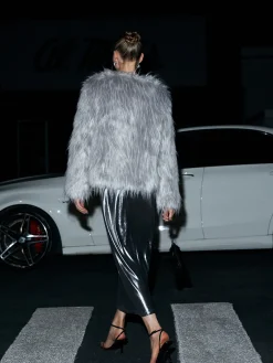 Online Elegant Faux Fur Coat Outerwear|Coats