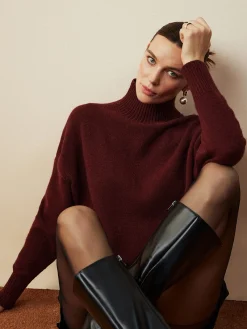 Online Elegant Mock Neck Shift Sweater Sweater Tops|Sweaters & Cardigans