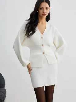 Hot Elegant Ribbed Sweater Mini Skirt Skirts|Knitwear