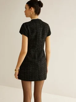 Discount Elegant Short Sleeve Tweed Dress Casual Dresses|Work Dresses