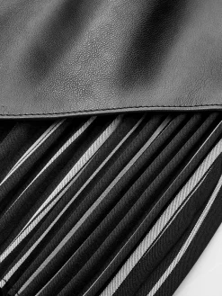 Faux Leather Pleated Panel Skirt Skirts|Bottoms