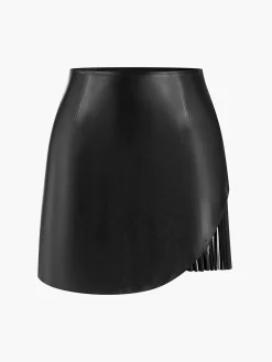 Discount Faux Leather Pleated Panel Skirt Skirts|Bottoms