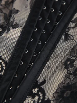 Sale Floral Lace Semi-sheer Corset Corset Tops|Tops