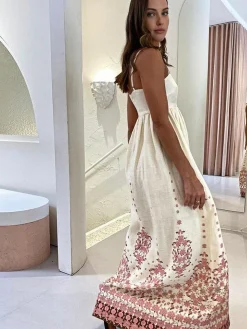 Floral Print Spaghetti Strap Long Dress Casual Dresses|Floral Dresses