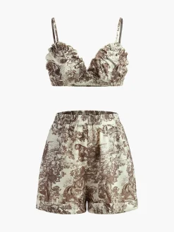 New Floral Print Three Piece Shorts Set Shorts Sets|Shorts
