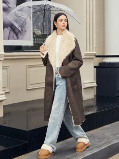 Hot Fuzzy Lined Faux Leather Winter Coat Outerwear|Coats