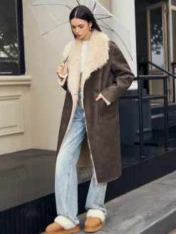 Hot Fuzzy Lined Faux Leather Winter Coat Outerwear|Coats