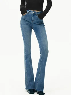 Sale High-Waist Denim Bootcut Jeans Jeans|Pants