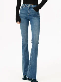 Sale High-Waist Denim Bootcut Jeans Jeans|Pants