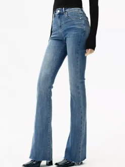 Sale High-Waist Denim Bootcut Jeans Jeans|Pants