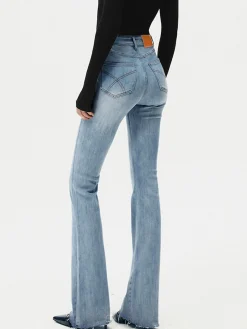 High-Waist Denim Bootcut Jeans Jeans|Pants