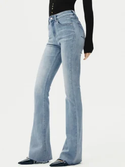 High-Waist Denim Bootcut Jeans Jeans|Pants
