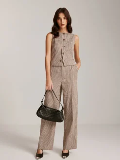 Sale High-Waist Plaid Belted Pants Pants|Matching Sets