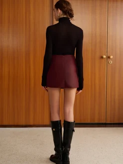 Clearance Knotted Faux Leather Skirt Skirts|Bottoms