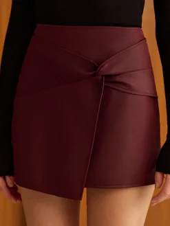 Clearance Knotted Faux Leather Skirt Skirts|Bottoms