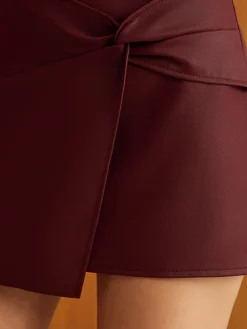 Clearance Knotted Faux Leather Skirt Skirts|Bottoms
