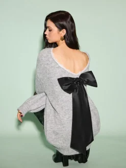 Outlet Lace Trim Bow-Decor Draped Sweater Sweater Tops|Sweaters & Cardigans