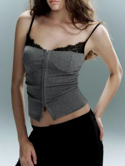 Lace Trim Petite Corset Corset Tops|Tops