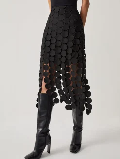 Online Laser Cut Multi Circle Double Layered Skirt Skirts|Bottoms
