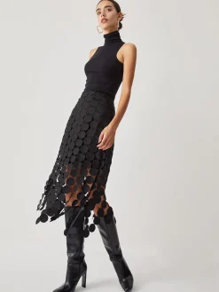 Online Laser Cut Multi Circle Double Layered Skirt Skirts|Bottoms