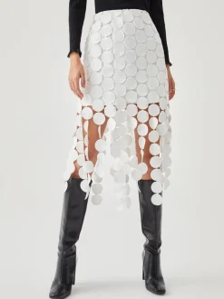 Online Laser Cut Multi Circle Double Layered Skirt Skirts|Bottoms