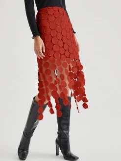 Online Laser Cut Multi Circle Double Layered Skirt Skirts|Bottoms