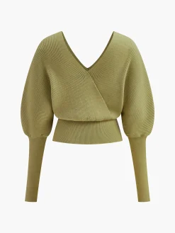 Clearance Leg-Of-Mutton Sleeve Cinched Sweater Sweater Tops|Sweaters & Cardigans