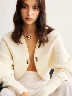 Discount Leg-Of-Mutton Sleeve Metal Cardigan Cardigans|Sweaters & Cardigans