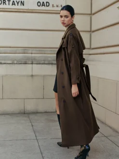 Sale Leisure Belted Tweed Long Coat Outerwear|Coats