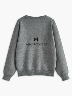 New Letter Printed Loose Sweater Sweater Tops|Sweaters & Cardigans