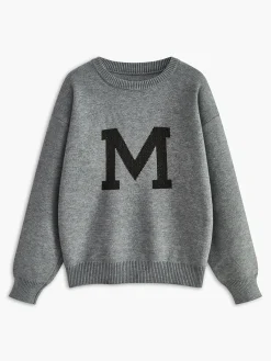 Discount Letter Printed Loose Sweater Sweater Tops|Sweaters & Cardigans