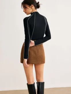 Outlet Lettuce Trim Contrast Piping Slim Blouse Blouses & Shirts|Tops