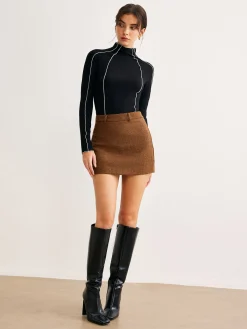 Outlet Lettuce Trim Contrast Piping Slim Blouse Blouses & Shirts|Tops
