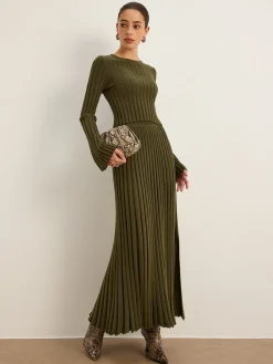 Lettuce Trim Pleated Sweater Skirt Skirts|Knitwear