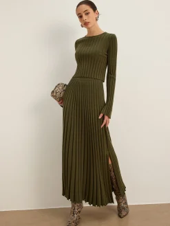 Lettuce Trim Pleated Sweater Skirt Skirts|Knitwear