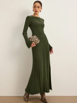 Lettuce Trim Pleated Sweater Skirt Skirts|Knitwear