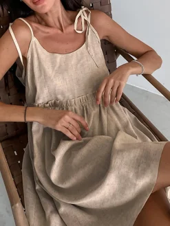 Hot Levanzo Tied Shoulder Short Dress Vacation Dresses|Summer Dresses