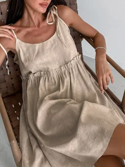 Hot Levanzo Tied Shoulder Short Dress Vacation Dresses|Summer Dresses