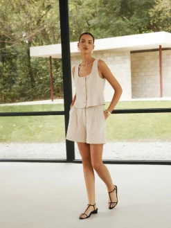 Linen Blends Simple Shorts Set Shorts Sets|Shorts