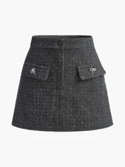 Outlet Metal Bow Denim Mini Skirt Skirts|Denim