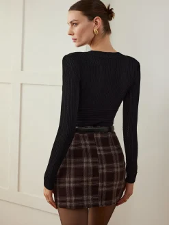 New Metal Snowflake V-Neck Slim Sweater Sweater Tops|Sweaters & Cardigans
