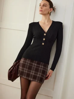 Discount Metal Snowflake V-Neck Slim Sweater Sweater Tops|Sweaters & Cardigans