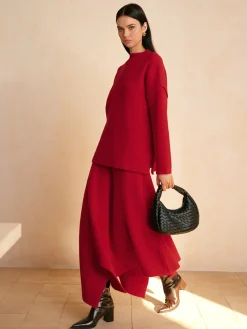 Best Mid-Waist Asymmetrical Sweater Skirt Knitwear|Matching Sets