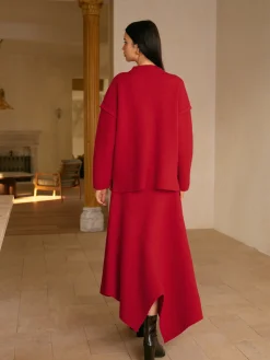 Best Mid-Waist Asymmetrical Sweater Skirt Knitwear|Matching Sets