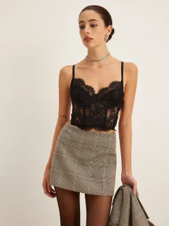Discount Mid-Waist Checked A-Line Skirt Skirts|Matching Sets