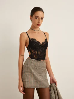 Discount Mid-Waist Checked A-Line Skirt Skirts|Matching Sets