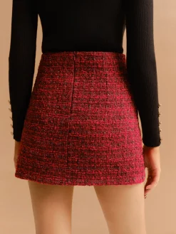 Discount Mid-Waist Tweed Zipper Skirt Skirts|Bottoms