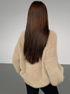 Minimalist Fuzzy Pullover Sweater Sweater Tops|Sweaters & Cardigans